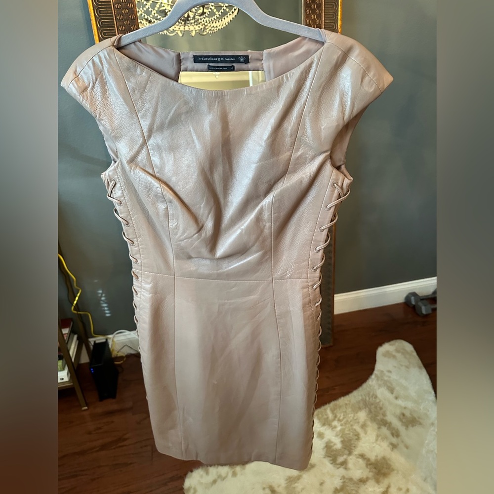 NWOT Mackage Faux Leather Lace Up Dress - Picture 1 of 11